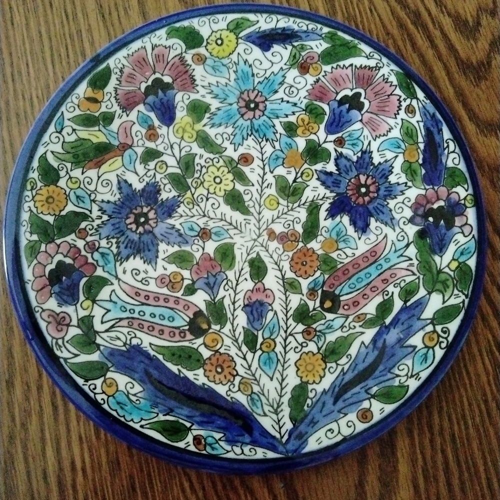 Vintage Plate Hand Painted Made In Israel